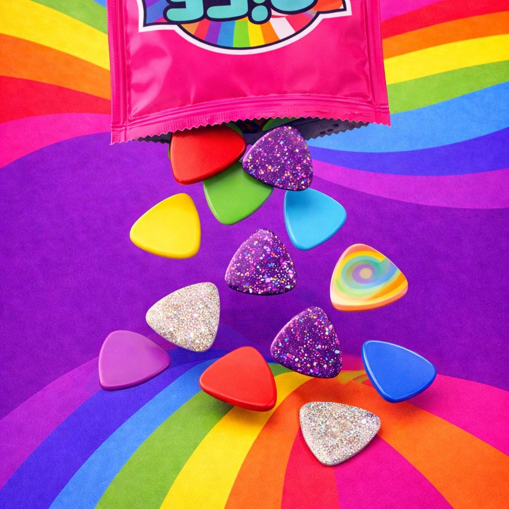 Mystery Guitar Picks (Pack of 10) | Plectrum Set | Guitar Accessories | Gift for Guitarist | Random Picks | Riff Raffle | Handmade