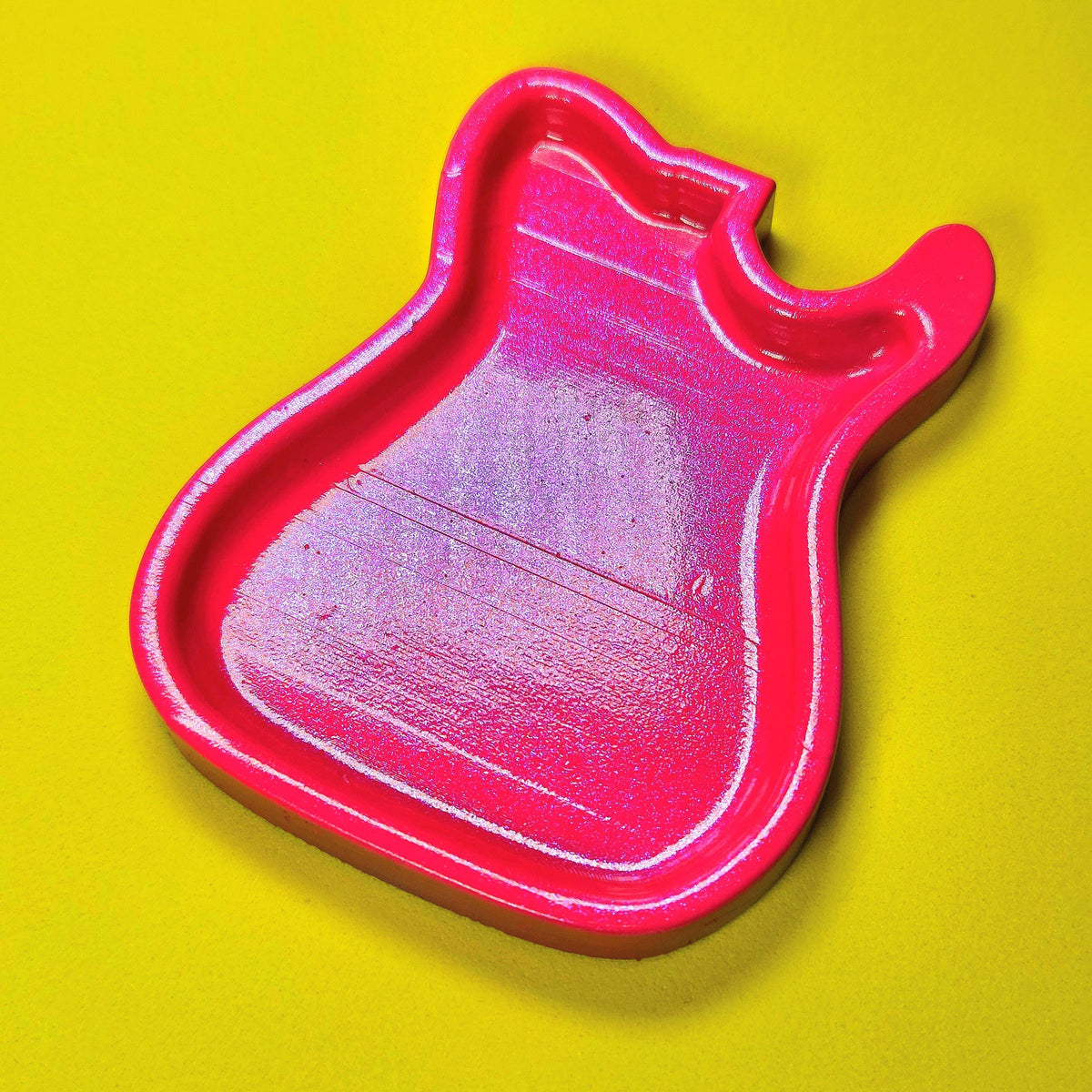 Telecaster Style Pick Tray, Plectrum Storage Bowl, Hot Pink Fender holder, Fun guitar accessories, musician gift, resin 3D printed handmade