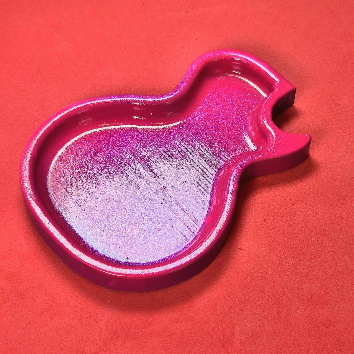 Les Paul Gibson Style Pick Tray, Hot Pink Resin Guitar Plectrum Holder, 3D Printed Hand made, Fun musician Accessories