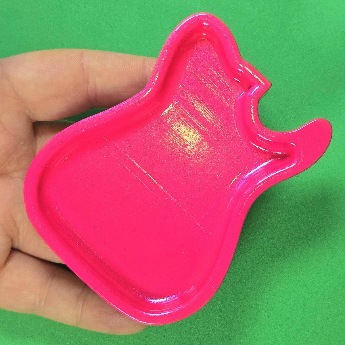 Telecaster Style Pick Tray, Plectrum Storage Bowl, Hot Pink Fender holder, Fun guitar accessories, musician gift, resin 3D printed handmade