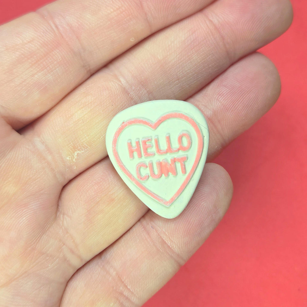 Handmade Rude Resin Pin Badge, Love Hearts Sweets Style 3D Printed painted varnished, musician guitarist rock metal gift funny the boys luv