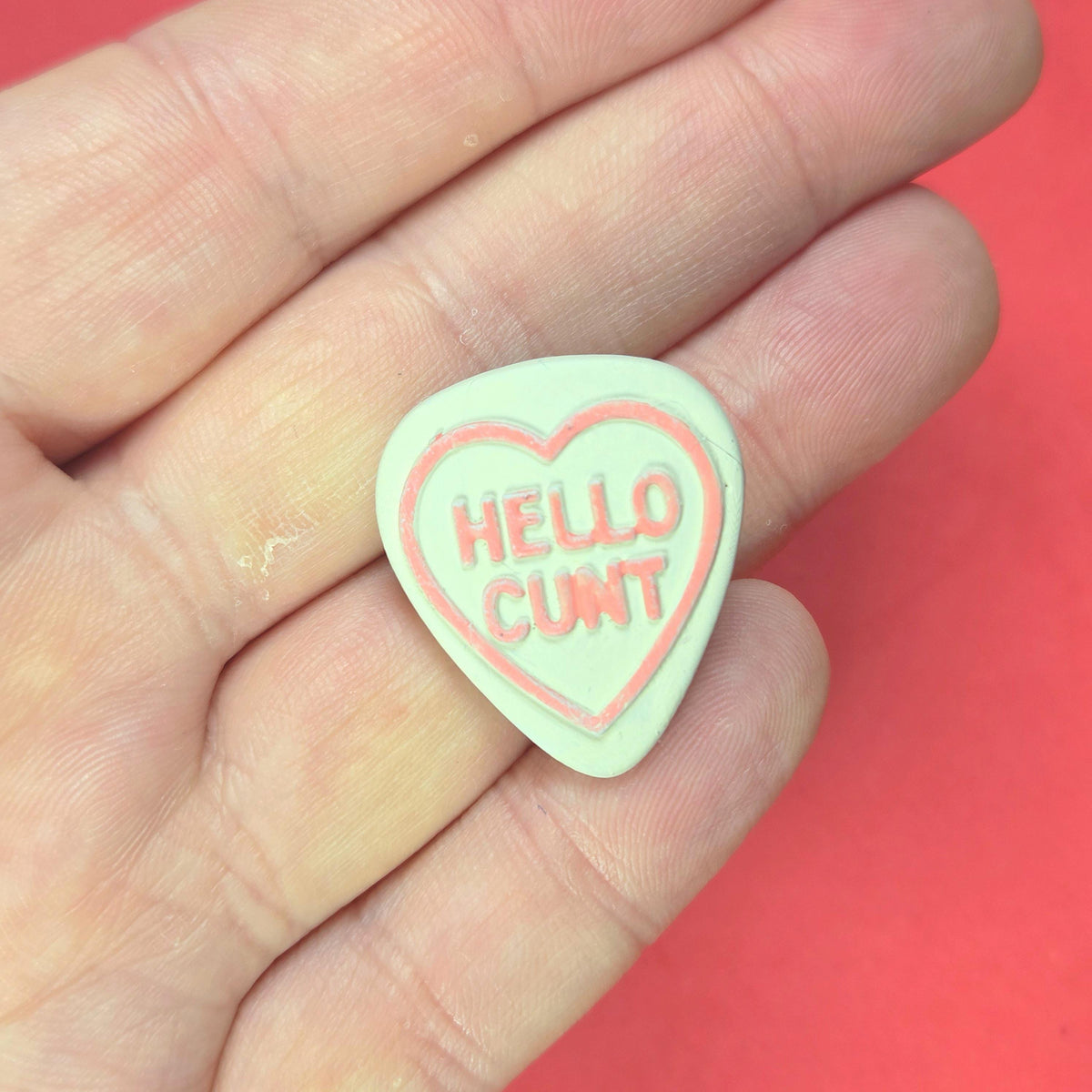 Handmade Rude Resin Pin Badge, Love Hearts Sweets Style 3D Printed painted varnished, musician guitarist rock metal gift funny the boys luv