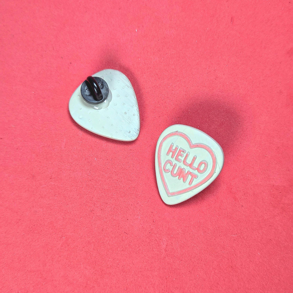 Handmade Rude Resin Pin Badge, Love Hearts Sweets Style 3D Printed painted varnished, musician guitarist rock metal gift funny the boys luv