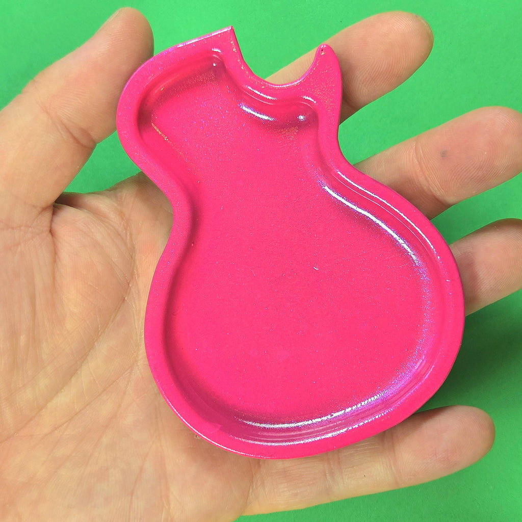 Les Paul Gibson Style Pick Tray, Hot Pink Resin Guitar Plectrum Holder, 3D Printed Hand made, Fun musician Accessories