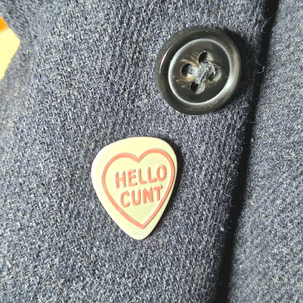 Handmade Rude Resin Pin Badge, Love Hearts Sweets Style 3D Printed painted varnished, musician guitarist rock metal gift funny the boys luv