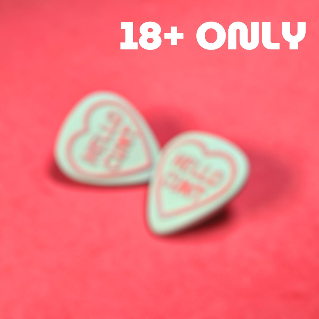 Handmade Rude Resin Pin Badge, Love Hearts Sweets Style 3D Printed painted varnished, musician guitarist rock metal gift funny the boys luv